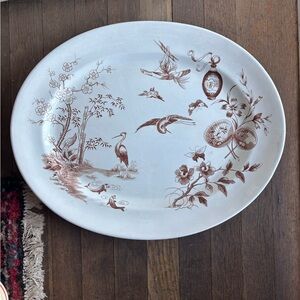 Antique Brown Transferware large platter